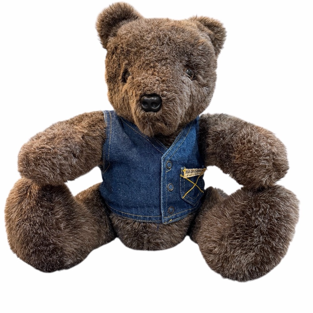 Vintage Rodeo Drive Beverly Hills‎ Teddy Bear w/ Denim Vest 18” Plush Souvenir